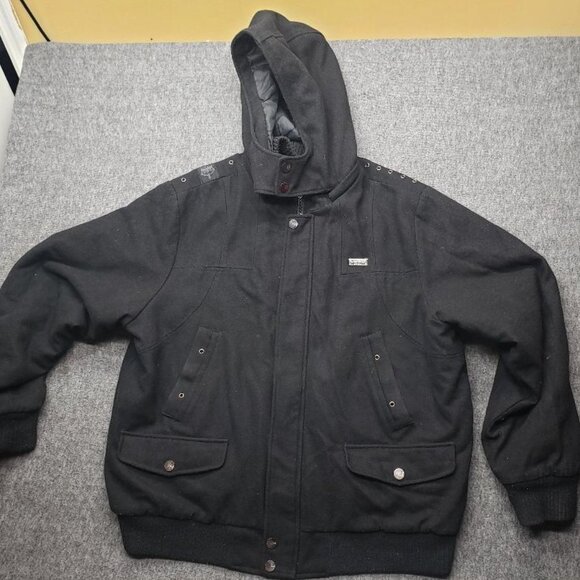 Coogi Bomber Jacket Mens 2XL Wool Blend Vintage Y2K Heavy Metal Buttons Full Zip - Picture 2 of 13